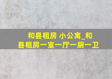 和县租房 小公寓_和县租房一室一厅一厨一卫